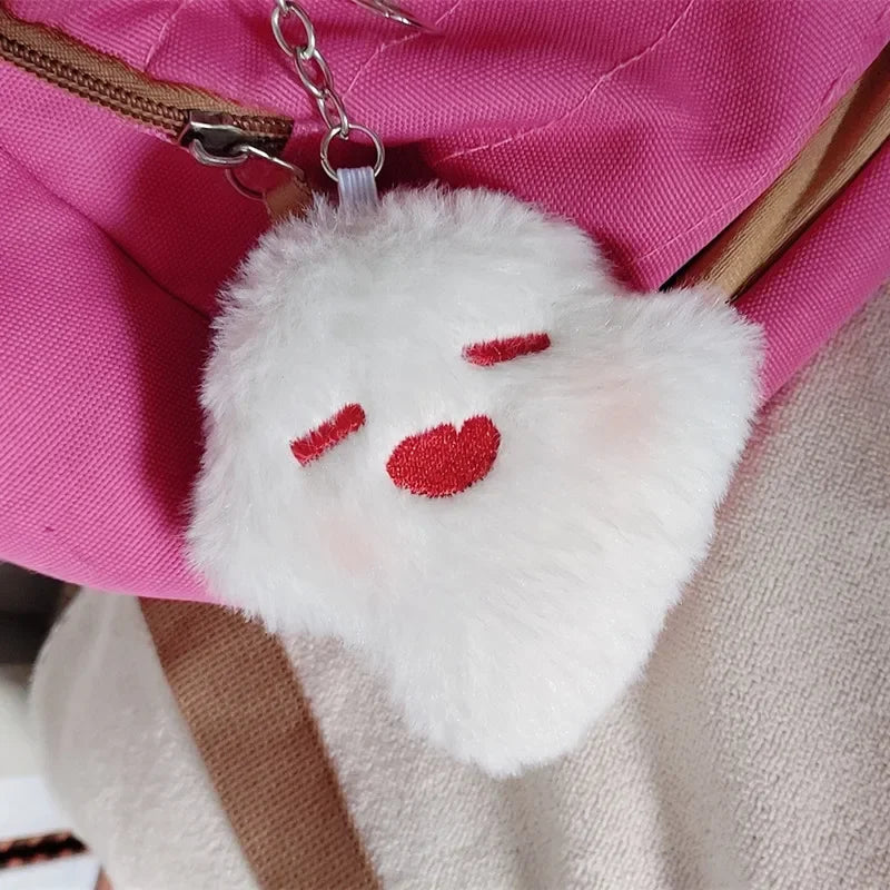 Game Genshin Hu Tao Ghost Cosplay Keychain Cute Plush Stuffed Doll Key Chain Fluffy Soft Pendant Keyring Bag Accessories