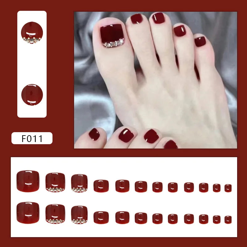 Flash Pile Drill Press on Nails Fake Nails Tips with Sticker False Toenail Design Butterfly Lovely Girl False Toenail