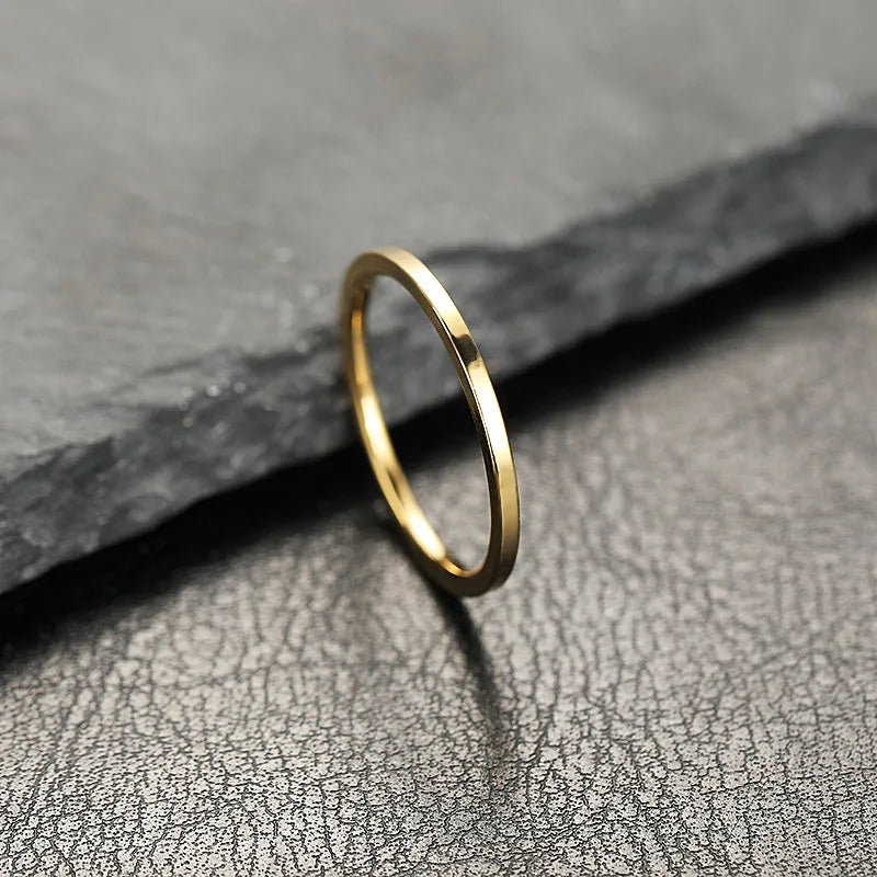 2mm Super Fine Stainless Steel Rings Japan Korea Fashion Flat Inside Spherical Titanium Ring Jewelry Accessories
