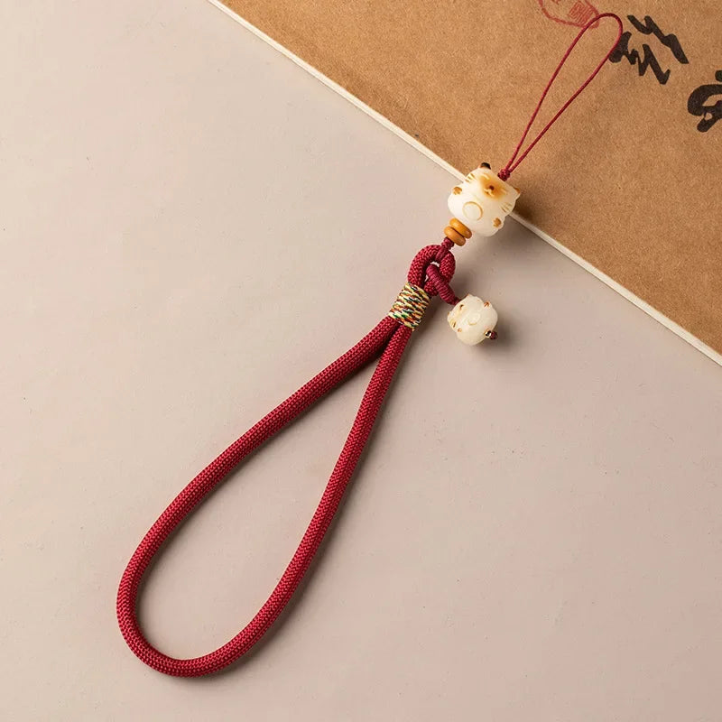 Cute Bodhi Lucky Cat Mobile Phone Wrist Hanging Chain Pendant Pendant Exquisite Anti-loss Drop-resistant Mobile Case Lanyard