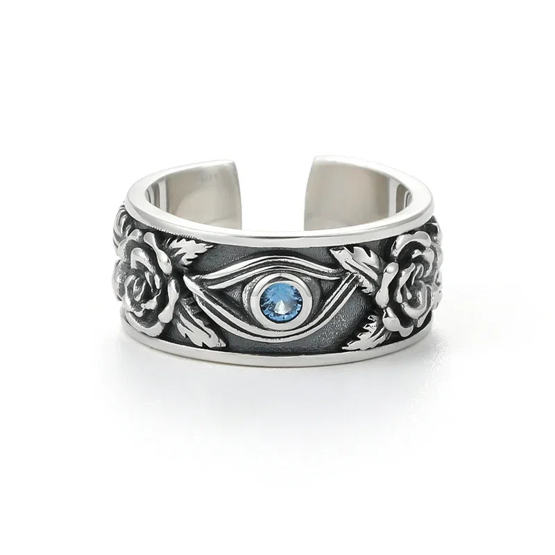 Egyptian Eye of Horus Open Ring Retro Pharaoh Totem Adjustable Ring Men\'s Hip Hop Punk Trend Amulet Jewelry