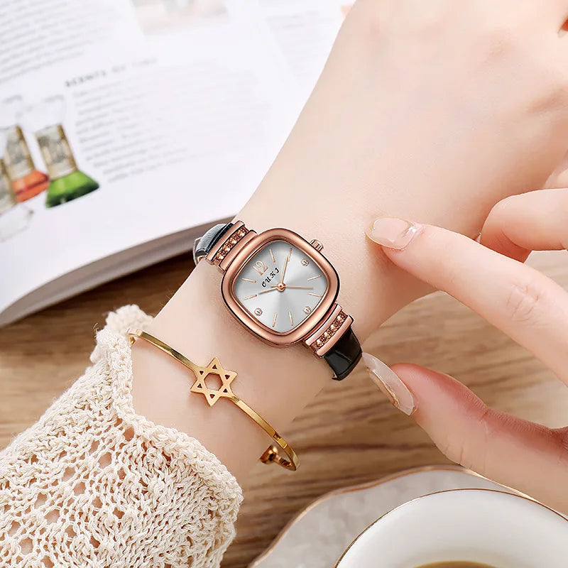 Small Square Watch with Rhinestones for Women Simple Casual Fashion Small Green Quartz Watch Ladies Wrist Watches Reloj Mujer