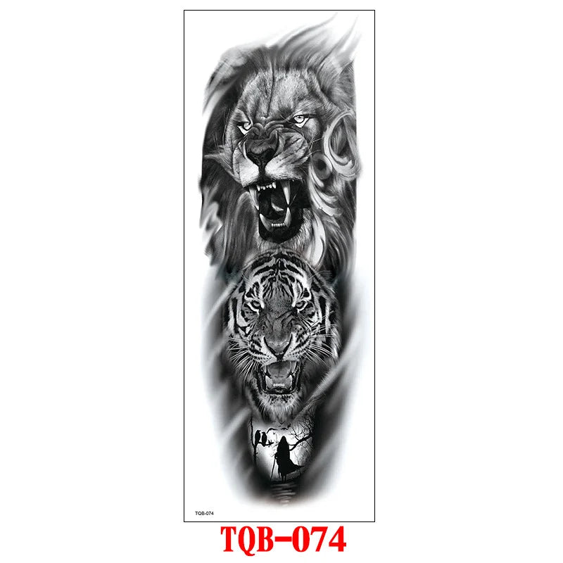 Waterproof Temporary Tattoo Sticker Large Size Tattoo for Men Sleeve Clock Fake Tattoo for Women Girl Full Arm Tattoo Fake