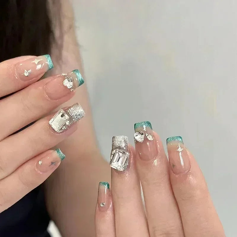 24pcs Detachable butterfly designs artifical nails with glue Ballet fake nails set press on ins simple summer hot false nails