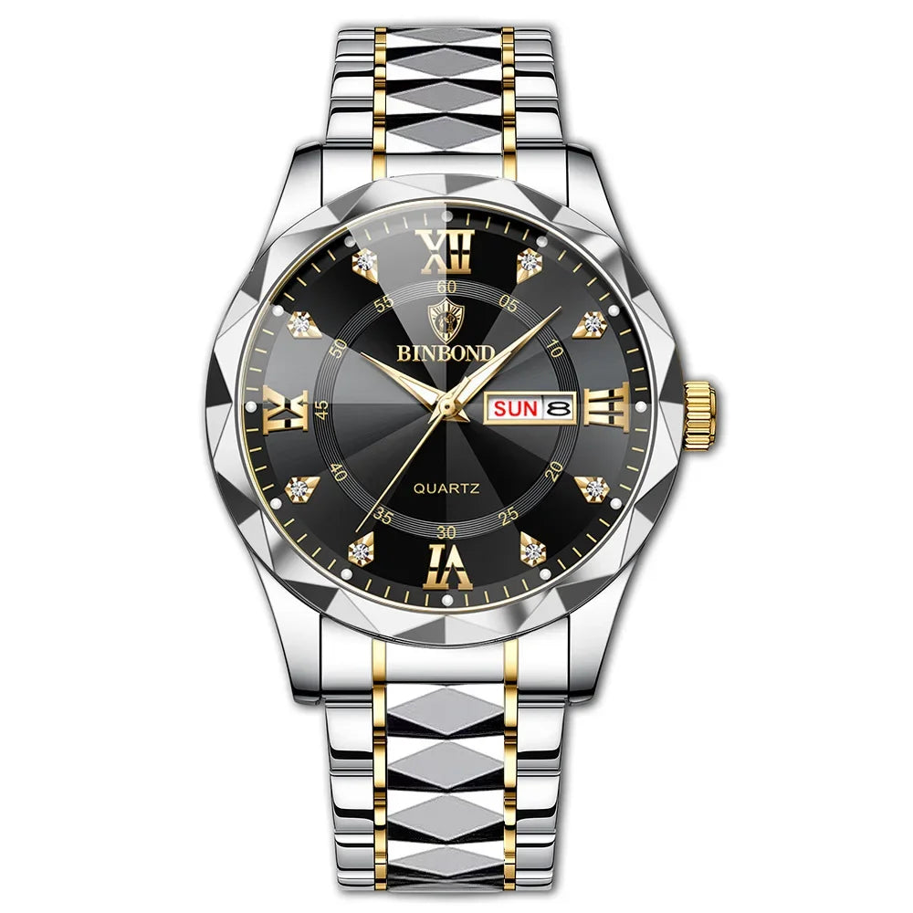 BINBOND B2521 Fashion Casual Business Quartz Men Watches 30M Waterproof Week Date Clock Sport Mens Wristwatch Relogio Masculino