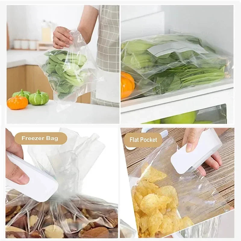 Portable Bag Heat Sealer Plastic Package Storage Bag Clip Mini Sealing Machine Handy Sticker Seal for Food Snack Kitchen Gadgets