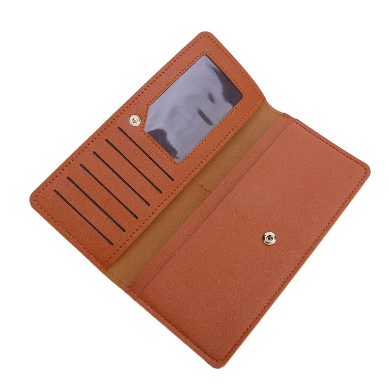 PU Leather Long Women Thin Wallets Large Capacity Female Coin Purses Hasp Clutch ID Credit Multi-Card Holder Money Bag Clip