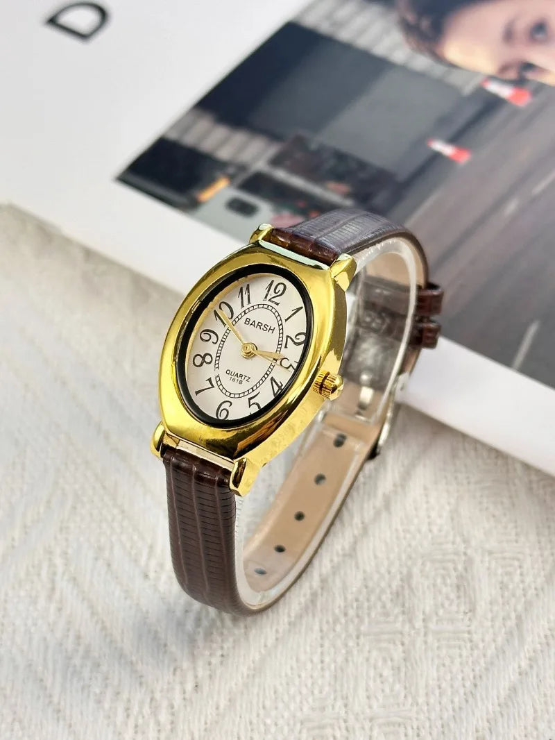 Fashion Oval Dial Women Watches Luxury Leather Strap Retro Ladies Quartz Watch Dropshipping Reloj De Mujer 시계 여성