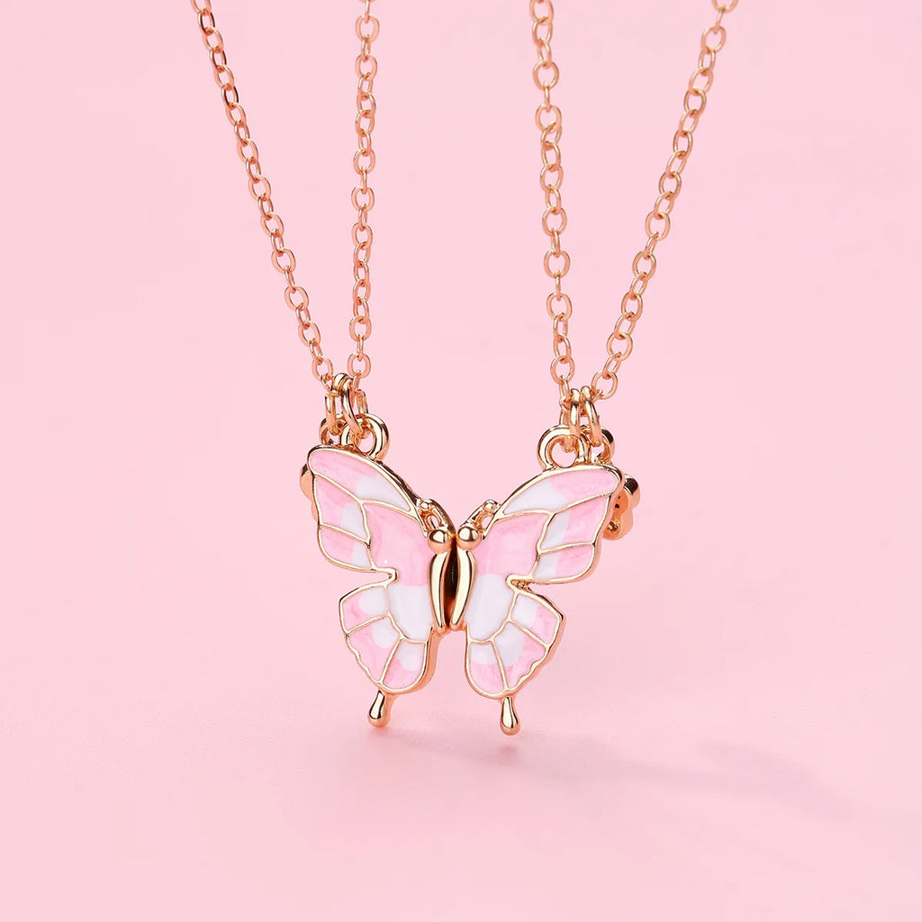 Best Friends Pendant Necklace For Woman Girls Magnetism Sequin Couple Crystal Chain Choke BFF Friendship Forever Jewelry Gift