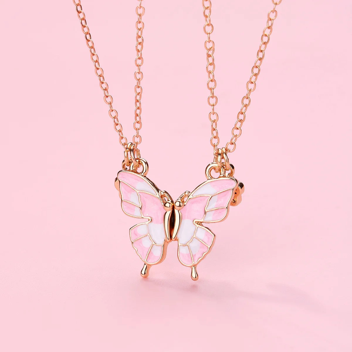 Best Friends Pendant Necklace For Woman Girls Magnetism Sequin Couple Crystal Chain Choke BFF Friendship Forever Jewelry Gift