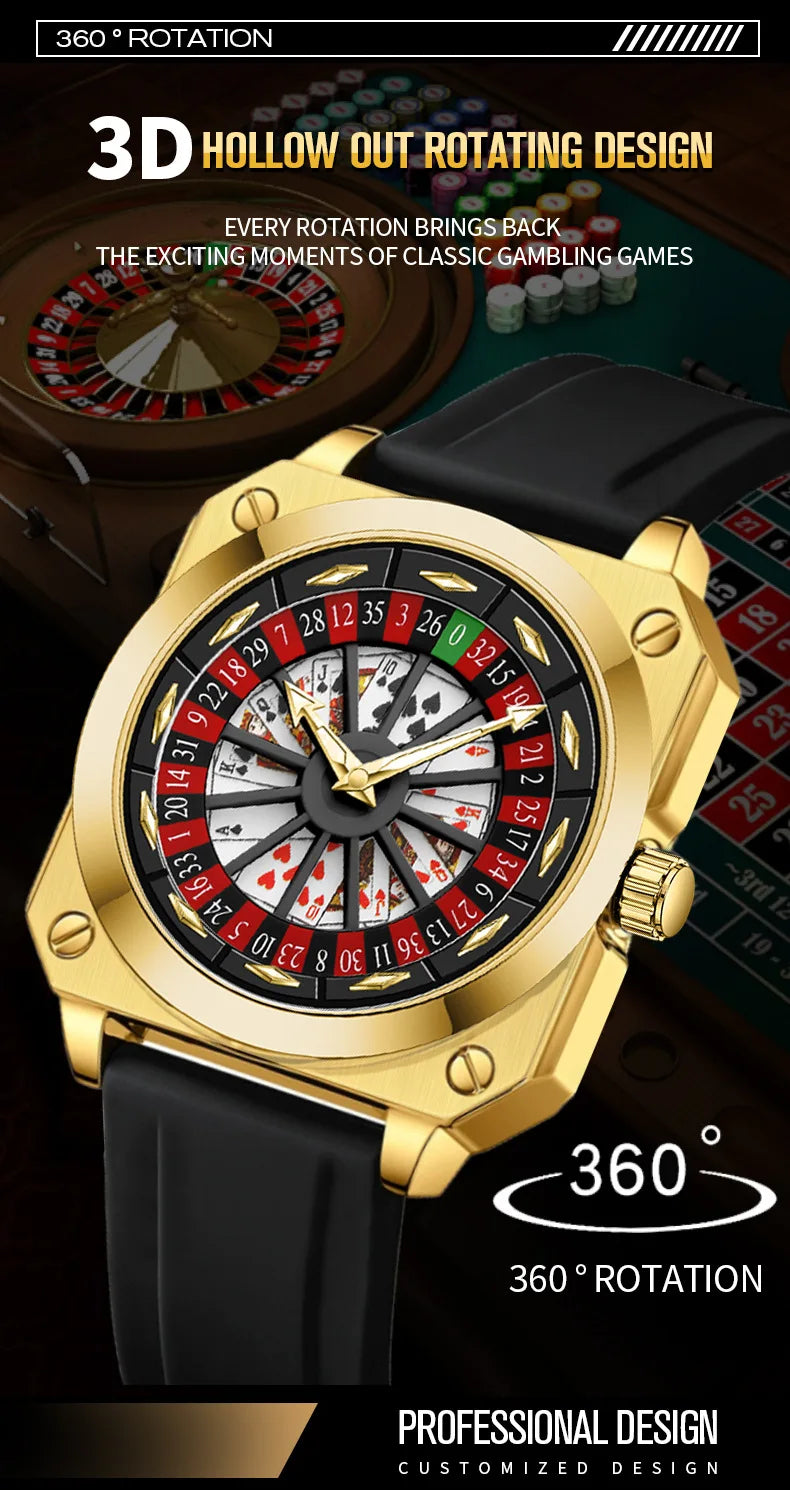 Luxury 360° Rotating Dial Watch – Waterproof Quartz Timepiece with Premium Silicone Strap