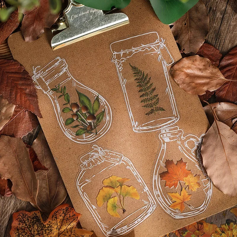 1pack Transparent Flowers Plants PET Decorative Stickers Diary Scrapbooking Material Deco Album Stationery Stickers