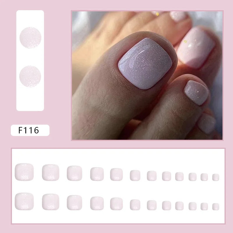 White French Press on Nails Fake Nails Tips with Sticker False Toenail Design Butterfly Lovely Girl False toenaile 1
