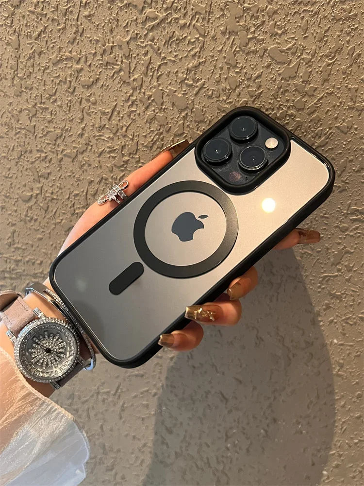 Shockproof Acrylic Magnetic Clear Phone Case For iPhone 16 15 14 13 12 11 Pro Max 14 Plus Magsafe Wireless Charge Hard PC Cover