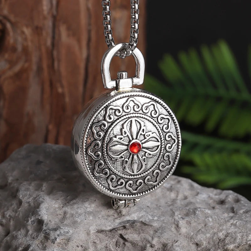 Vintage Buddhist Dharma Vessel Exorcism Vajra Pendant Necklace for Men Necklace Religious Amulet Accessory Gift