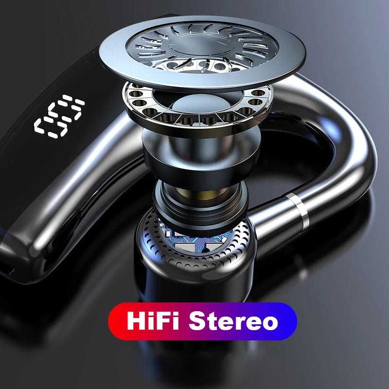 Bluetooth 5.2 Earphone Ear Hook Wireless Headset LED Display Business Headphone HiFi Stereo Waterproof Earbud for Xiaomi iPhone