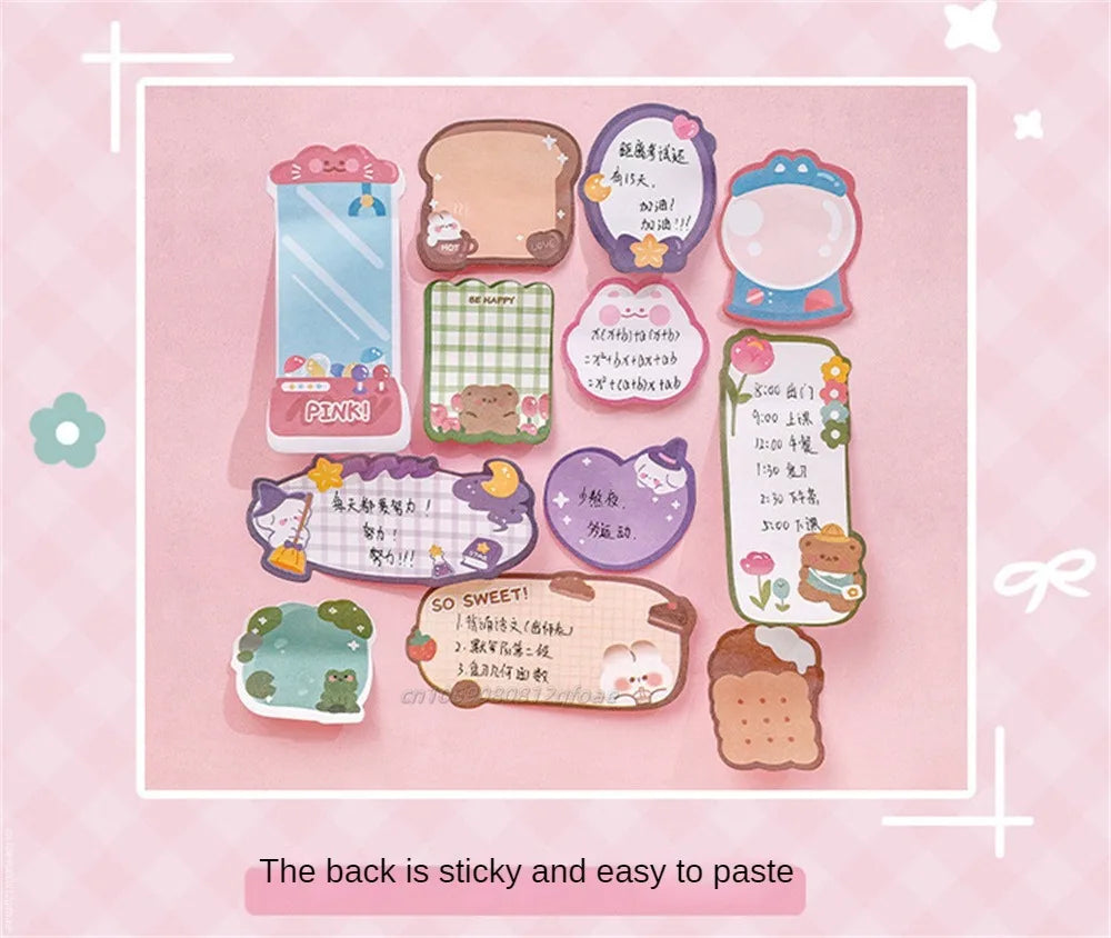 60sheets Sticky Notes Cute Cartoon Colorful Memo Pad Ins Kawaii Stationery Posted Tabs Its Memo Message Paper School Supplies
