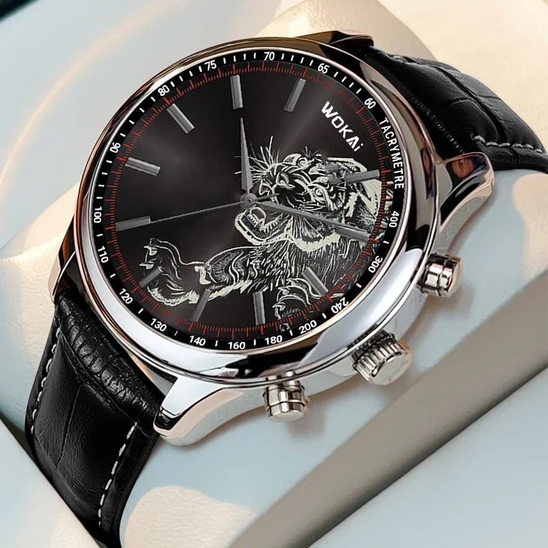 GENEVA High Quality Men's Luxury Belt Fashion Quartz Watch Men Round Business Student Sport Waterproof Glow