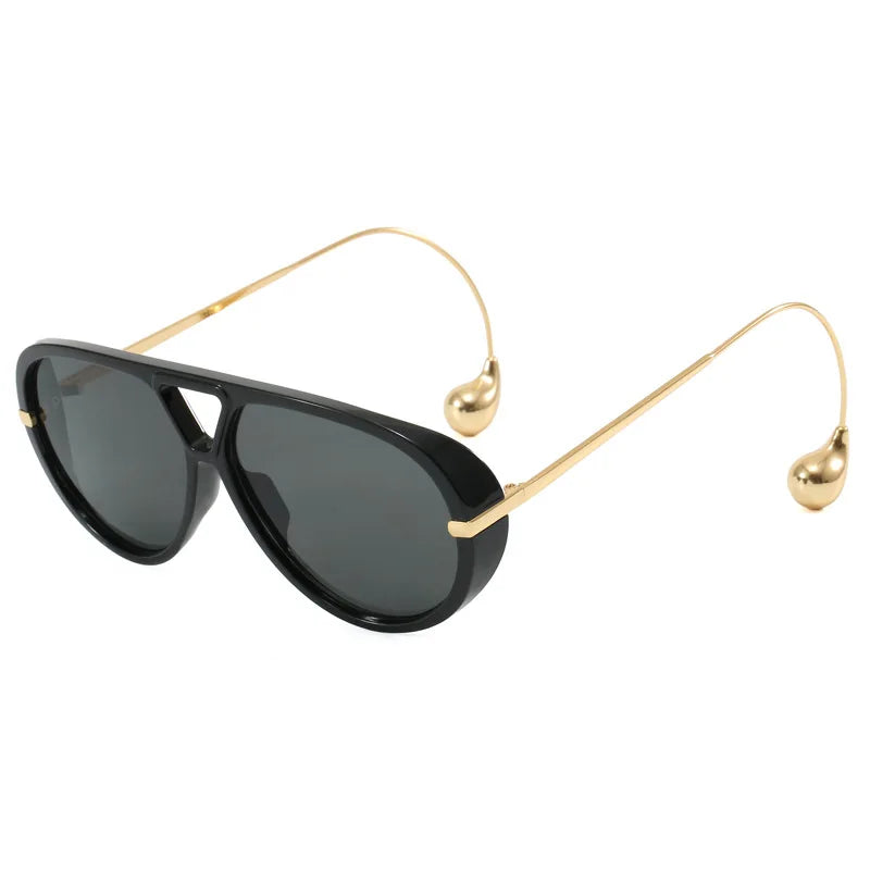 2025 New Oversized Pilot Oval Punk Sunglasses for Women Luxury Vintage Double Beam Sun Glasses Lady Mens Outdoor Eyewear UV400