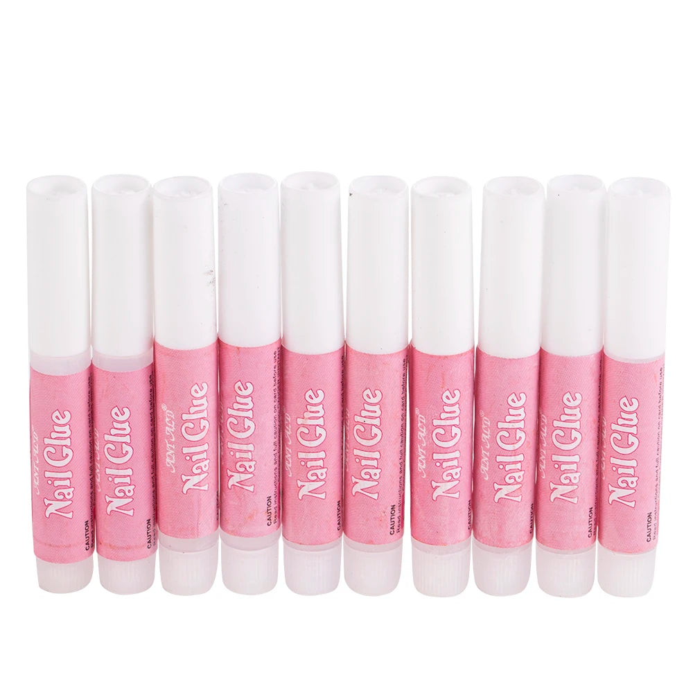 10Pcs/Set Mini Beauty False Nails Glue Decorate Tips Acrylic Glue on Nails Art Accessories Fake Nail Extension Glue Faux Ongle