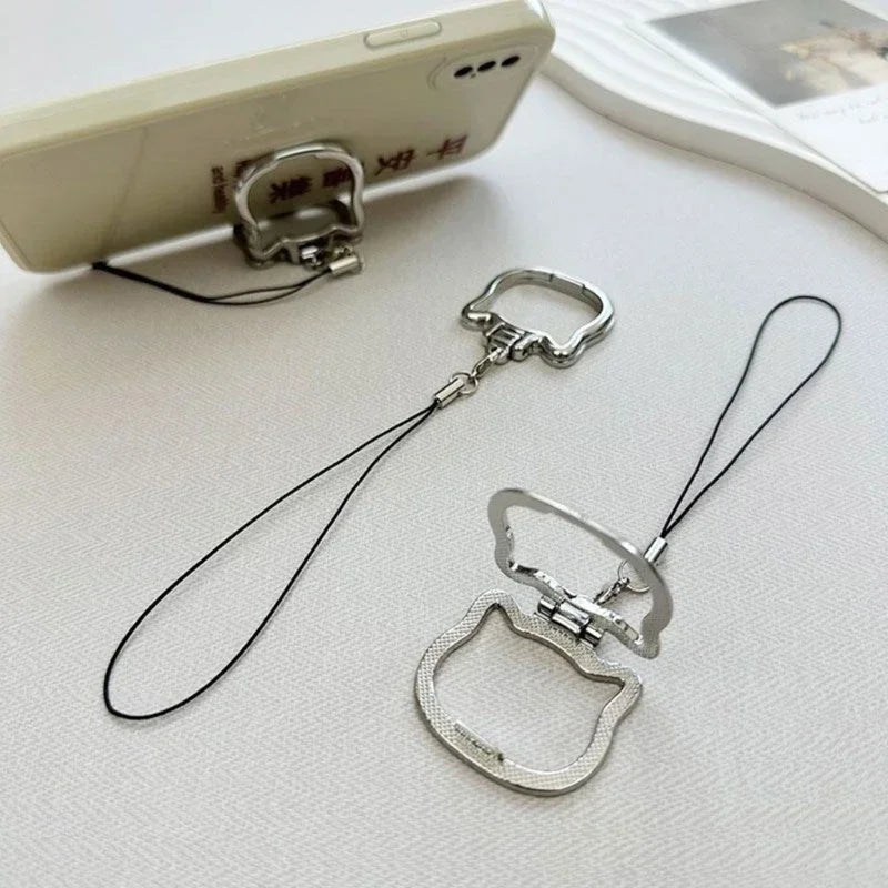 Mobile Phone Lanyard Multifunctional Stand Universal Metal Folding Ring Pendant Lanyard Desktop Support Stand