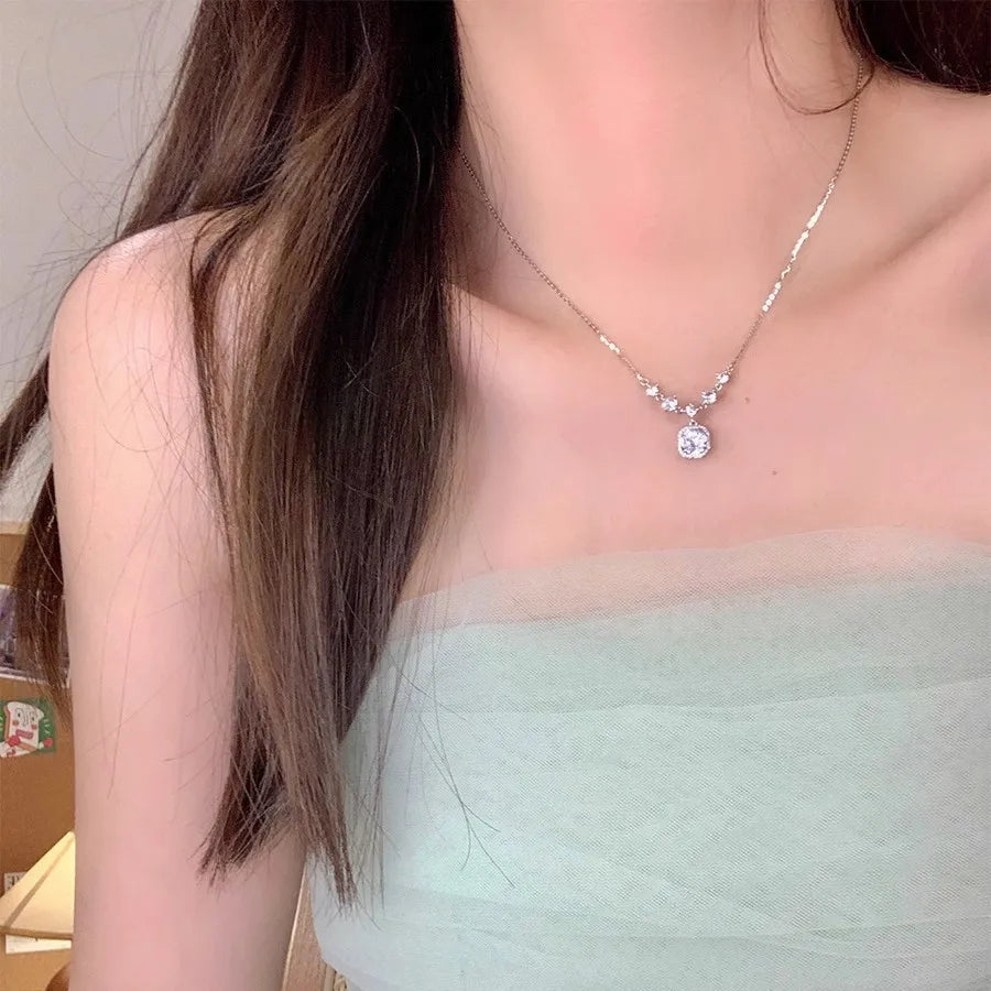 Zircon Pendants Necklaces For Girl Luxury Fine Jewelry Gift Female Wedding Gift Wholesale