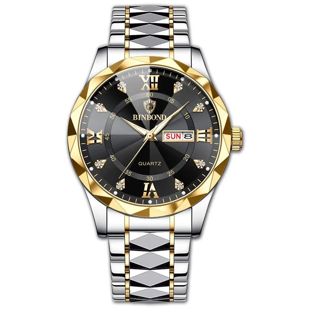 BINBOND B2521 Fashion Casual Business Quartz Men Watches 30M Waterproof Week Date Clock Sport Mens Wristwatch Relogio Masculino