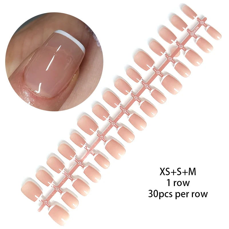 30Pcs Nude False Nail Tips Full Cover Gradient Fake Nails Coffin Artifical Nail Press On Manicure Nail DIY Tips