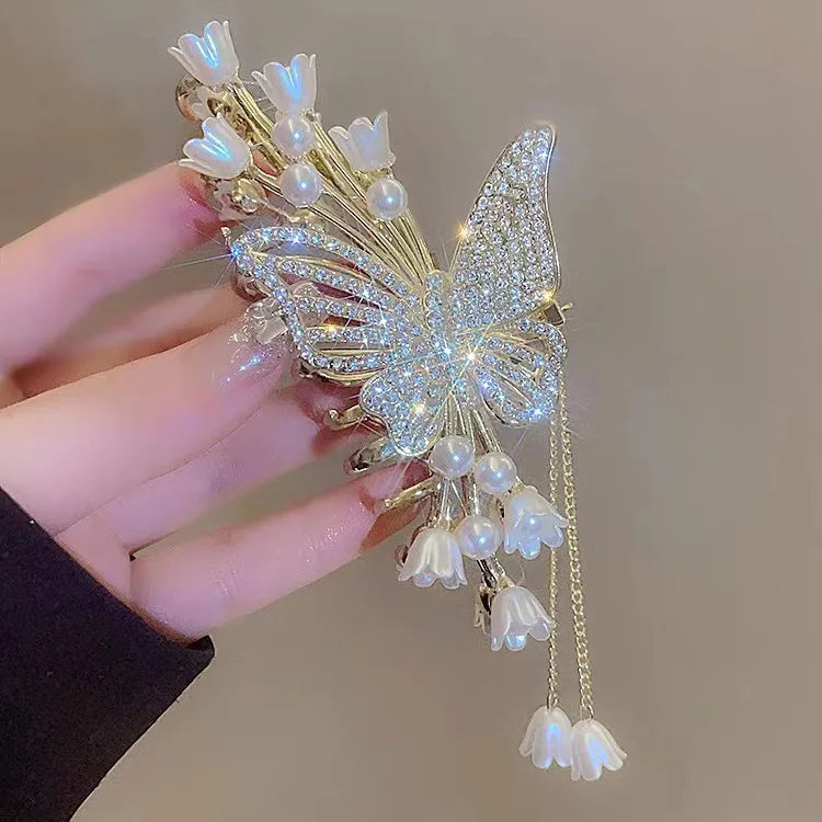Pearl Flower Tassel Hair Claw for Women Cute Sweet Hair Clip Girls Fashion Elegance Headdress Korean Exquisite Hair Accessoires