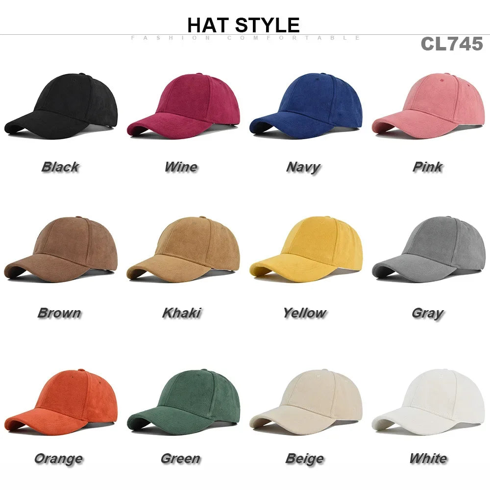Solid Suede Retro Unisex Cap Casual Plain Baseball Cap Adjustable Snapback Hats For Women Men Hip Hop Cap Street Dad Hat