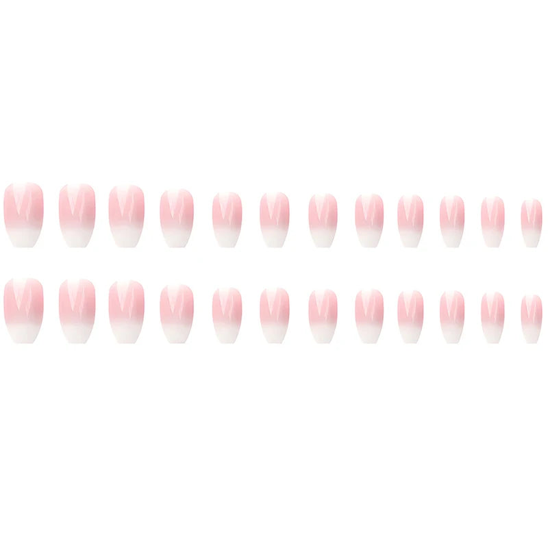24pcs Milky Jelly Gradient Fake Nails French Nail Waterproof Faux Medium Coffin False Nails Fingernails Press On Nails Tips