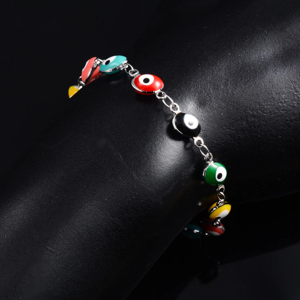 6mm Wide Egg Evil Turkey Eye Chain Stainless Steel Bracelet for Women Girl Ankle Anklet Summer Jewelry Accessories for Hand Foot