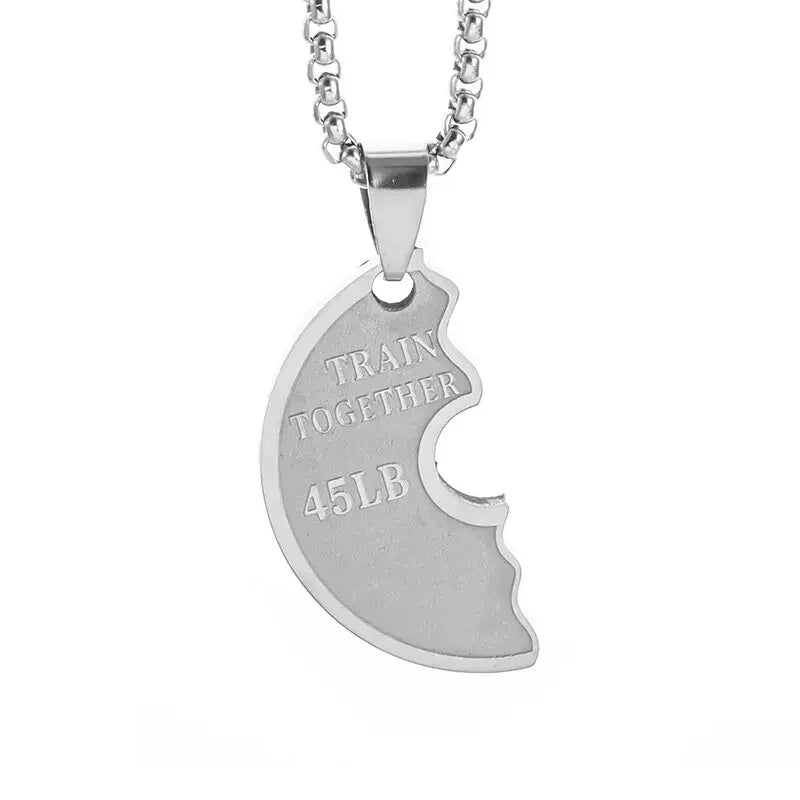 Cool Titanium Steel Dumbbell Pendant Necklace Barbell Fitness Pendant Men and Women Leisure Sports Punk Jewelry