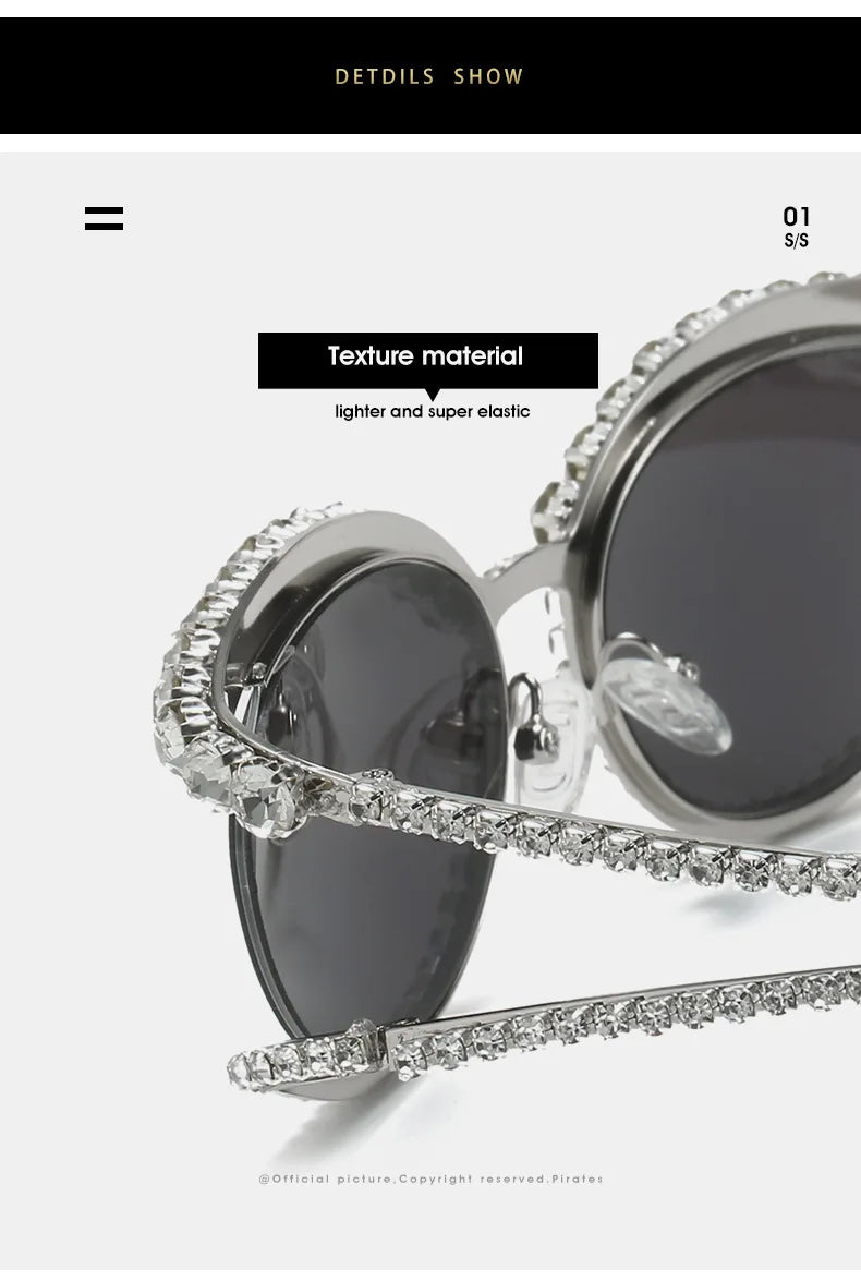 2023 Fashion Luxury Crystal Shiny Sunglasses Women Sexy Cat Eye Rhinestone Party Elegant Sun Glasses Female Shades Oculos De Sol