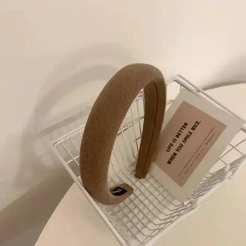 Fashion Padded Headbands For Women Wide Velvet Bezel Hair Band Hair Hoop Girl Sponge Thick Solid Color Hair Accessories Headwear
