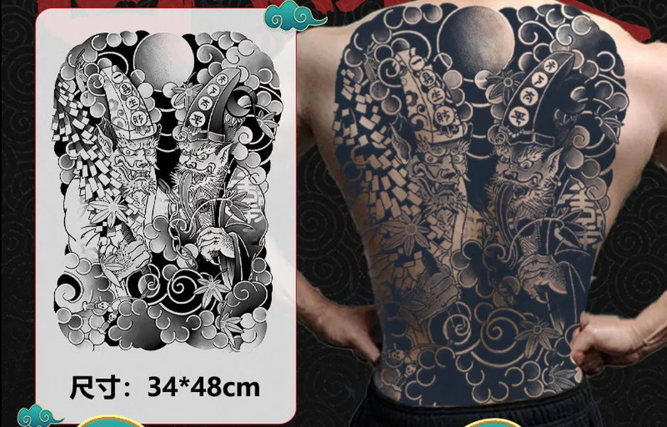 Angel Wings God Tattoo Stickers Realistic Juice Ink Semi Permanent Full Back Body Tattoo Temporary Lasting 2 Weeks Men Adult