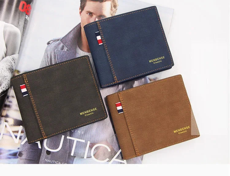 New Slim Vintage Men Wallets High Quality Card Holder Male Purses Photo Holder PU Leather Small Mens Clutch Wallet