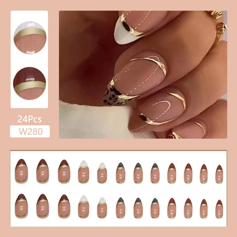 24Pcs/Set Cute and Playful Wearing False Nails French Design Fresh Press on Nail Art Removable Fake Nails