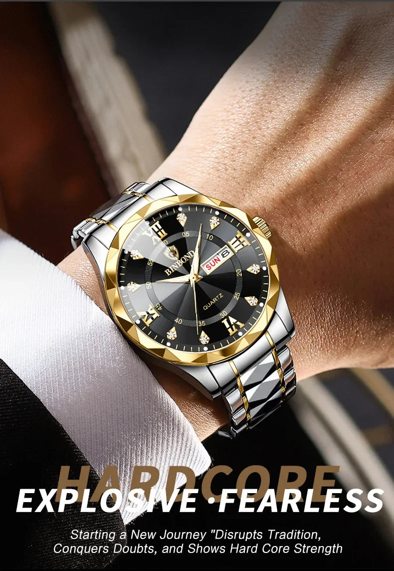 BINBOND B2521 Fashion Casual Business Quartz Men Watches 30M Waterproof Week Date Clock Sport Mens Wristwatch Relogio Masculino