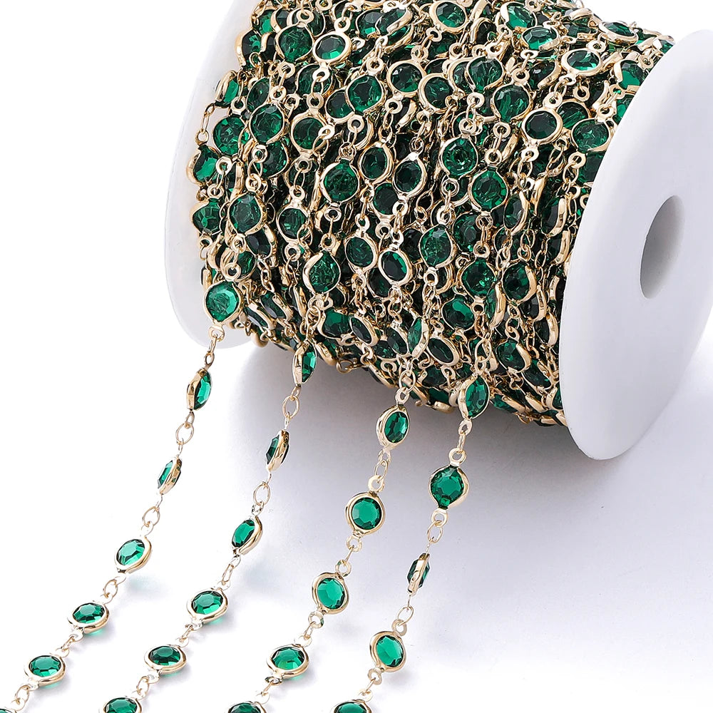 1Meter Colorful Glass Crystal Beads Chain Copper Chains For Necklace Bracelet Jewelry Making DIY Components Accessories