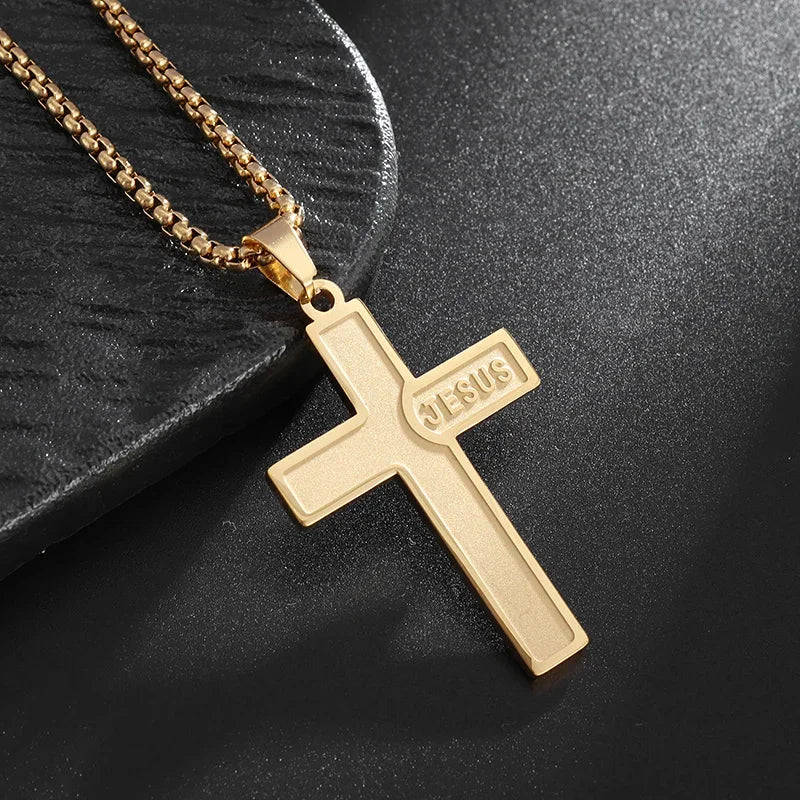 Philippians 4:13 Men\\\'s Simple Cross Pendant Necklace Stainless Steel Religious Amulet Jewelry Unisex Bijoux