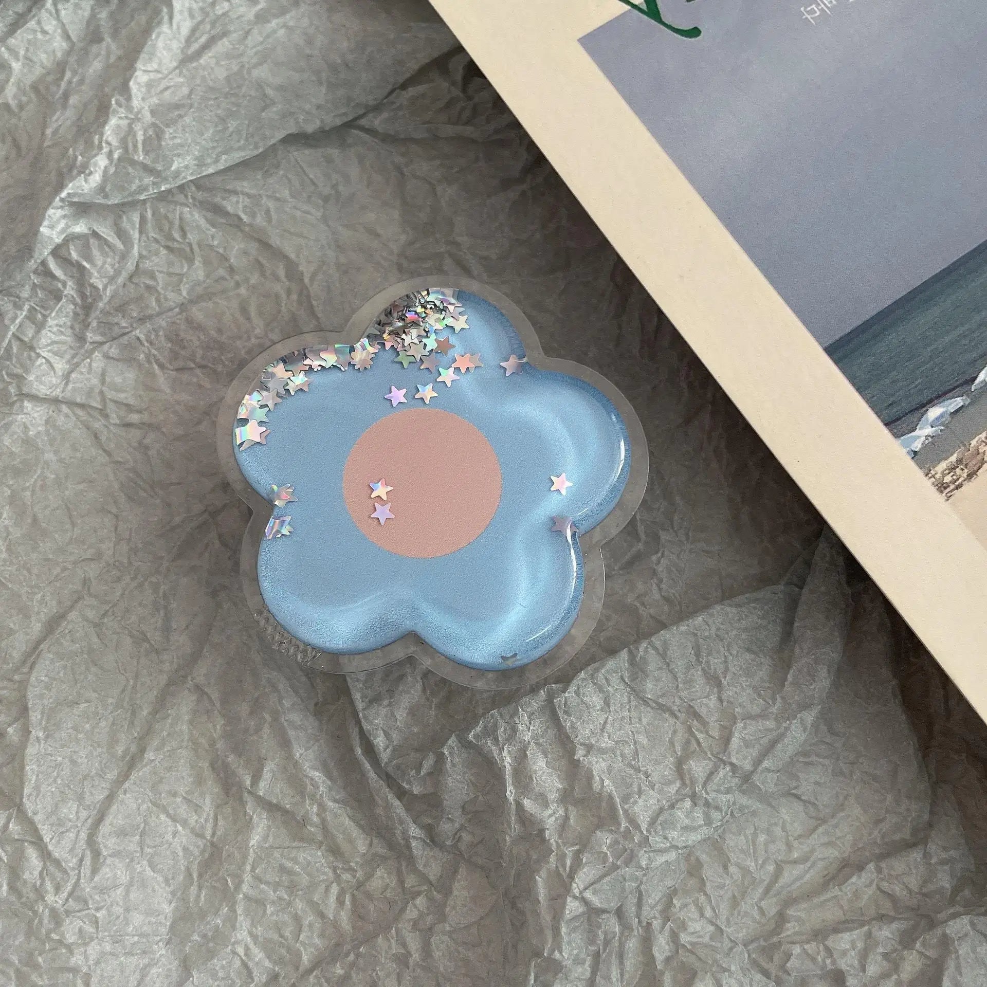 Cartoon Glitter Flowers Liquid Quicksand Phone Grip Stand Holder For iPhone Samsung Huawei Xiaomi Universal Finger Ring Bracket