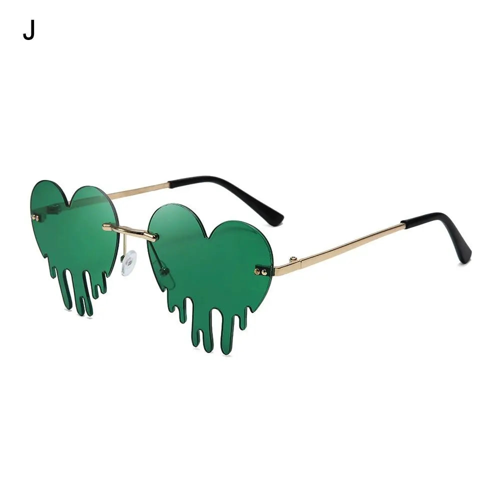 Fashion Rimless Sunglasses Solid Green Ocean Lens Eyewear Women Street Shooting Catwalk Glasses Vintage Brand Beach Sun Glasses