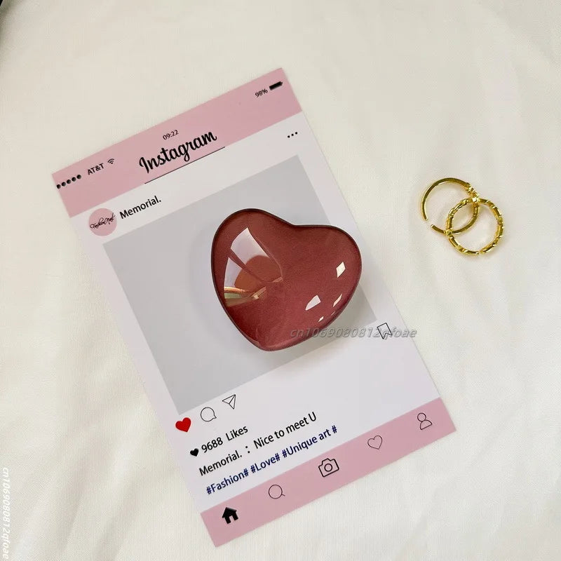Heart Shape 3D Crystal Foldable Finger Ring Griptok Phone Holder for IPhone Samsung Support Socket Pocket Grip Tok Stand Bracket