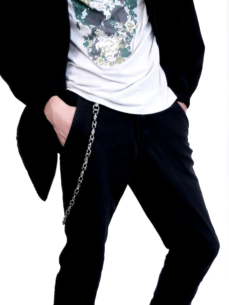 Slim Heavy Waist Chain Men Skull Keychain Wallet Chain Gothic Biker Fashion Accessories