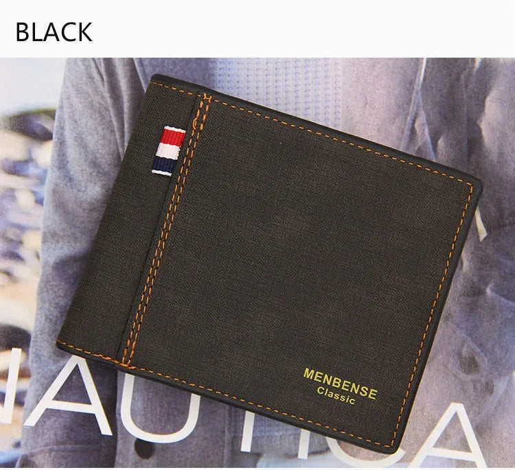 New Slim Vintage Men Wallets High Quality Card Holder Male Purses Photo Holder PU Leather Small Mens Clutch Wallet