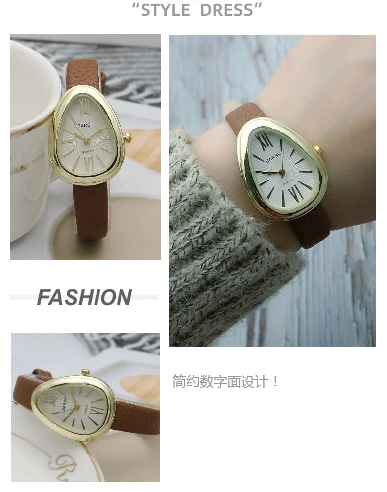Brand Waterdrop Dial Women Watch Simple Student Fashion Gift Quartz Watches Leather Strap Wristwatches Dropshipping Reloj Mujer