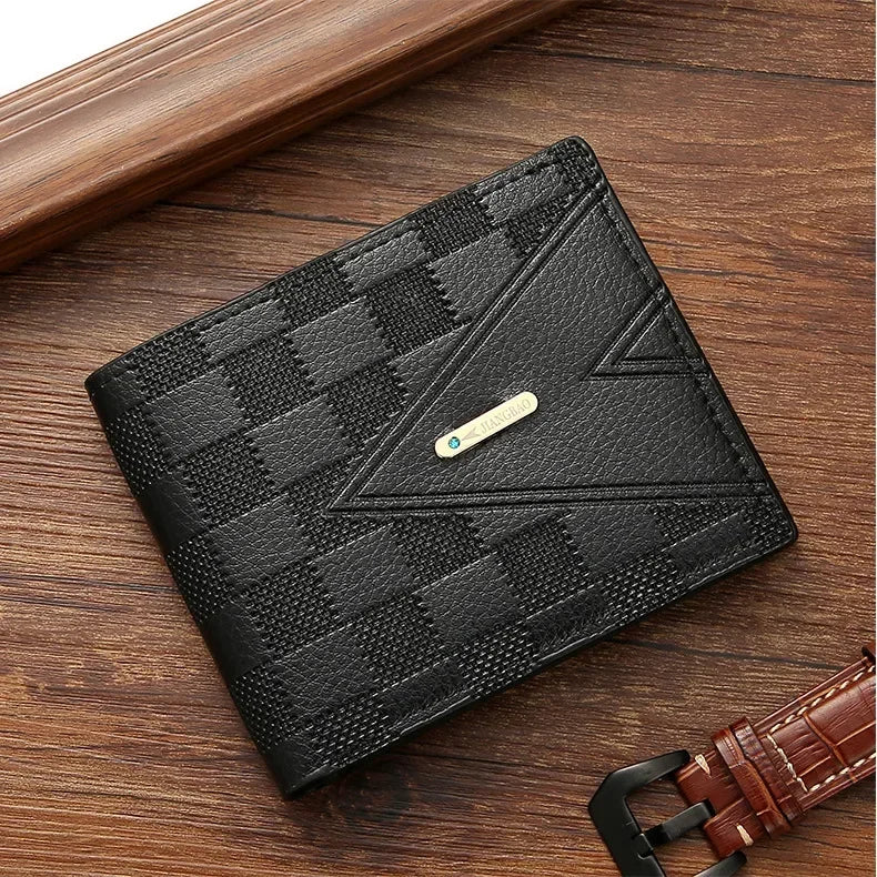Men's Wallet Short Anti-theft Brush Anti-degaussing Business Wallet Youth Cross Light Luxury Large Capacity Multi-card