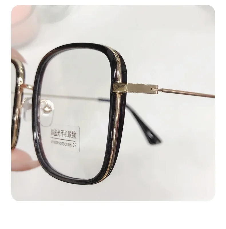Woman Large Square Frame Glasses Ins Girl Fashion Transparent Reading Glass High-definition Anti-blue Light Computer Eyeglasses