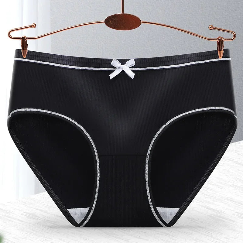 Ladies Cotton Underwear Panties Girls Sexy Seamless Antibacterial Crotch Breathable Briefs Mid-waist Large Size Women's Panties